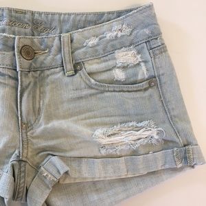 *SOLD* Destroyed Denim Shortie Short